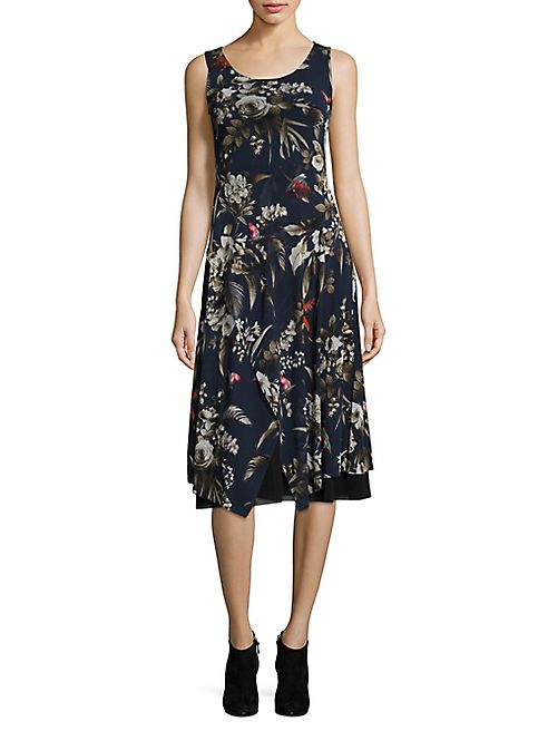 Fuzzi - Hummingbird-Print A-Line Dress