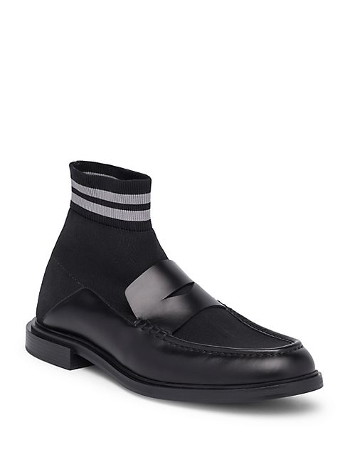 Fendi - Sock-Detail Leather Loafers