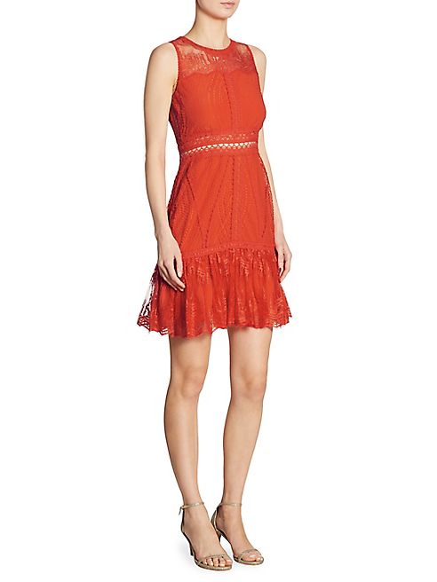 Jonathan Simkhai - Scalloped Ripple Tier Ruffle Lace Dress