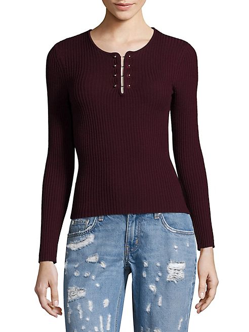 Derek Lam 10 Crosby - Barbell Rib-Knit Merino Wool Pullover