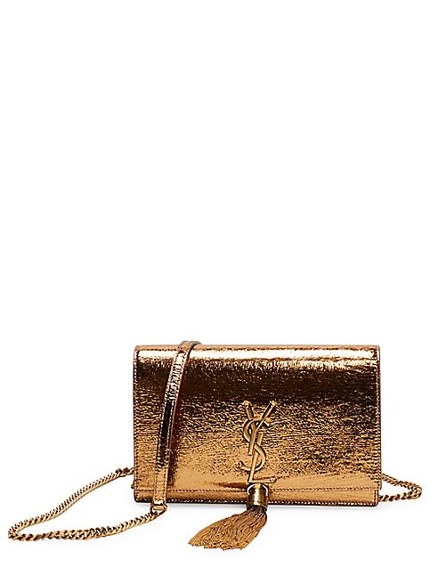 Saint Laurent - Kate Monogram Metallic Tassel Chain Wallet