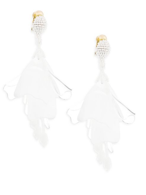 Oscar de la Renta - Impatiens Flower Opaque & Transparent Clip-On Earrings