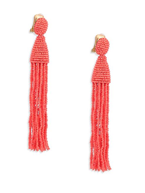 Oscar de la Renta - Long Beaded Tassel Clip-On Earrings