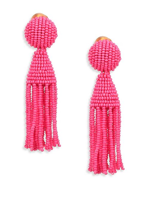 Oscar de la Renta - Short Beaded Tassel Clip-On Earrings