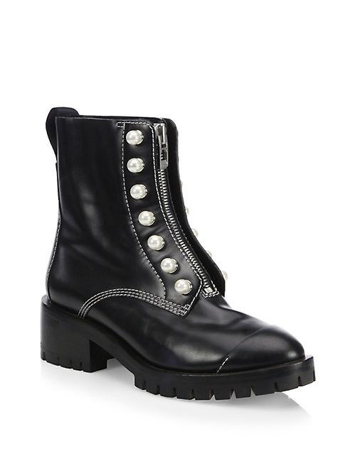 3.1 Phillip Lim - Hayett Pearl-Embellished Leather Combat Boots