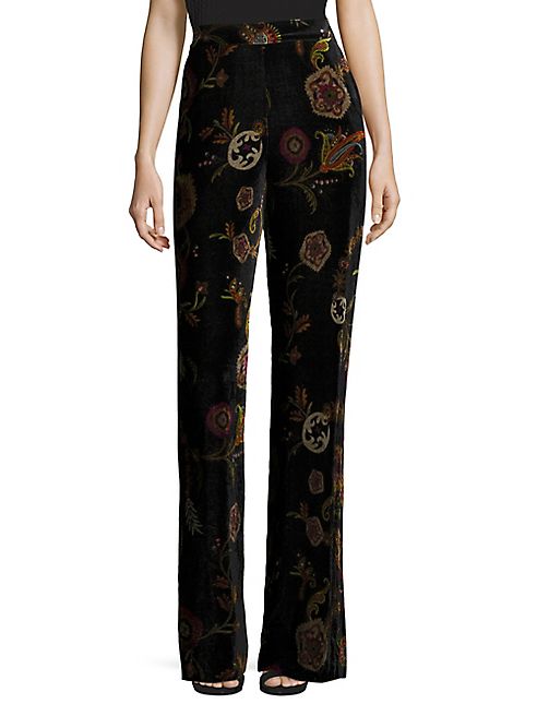 Etro - Velvet Floral-Print Trouser