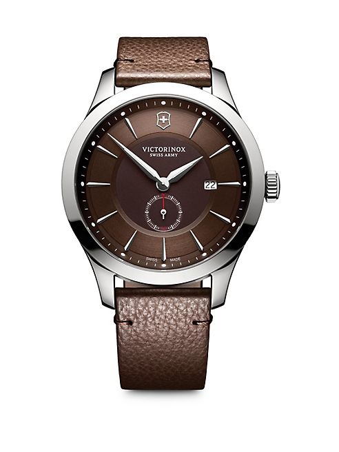 Victorinox Swiss Army - Alliance Sterling Silver Analog Leather Strap Watch