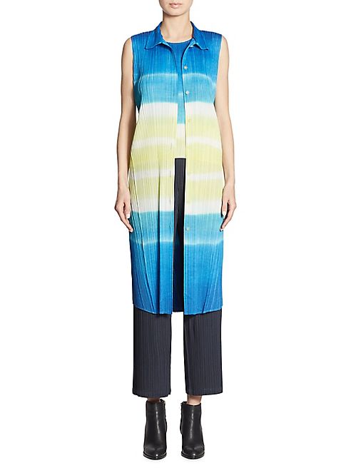 Pleats Please Issey Miyake - Long Striped Vest