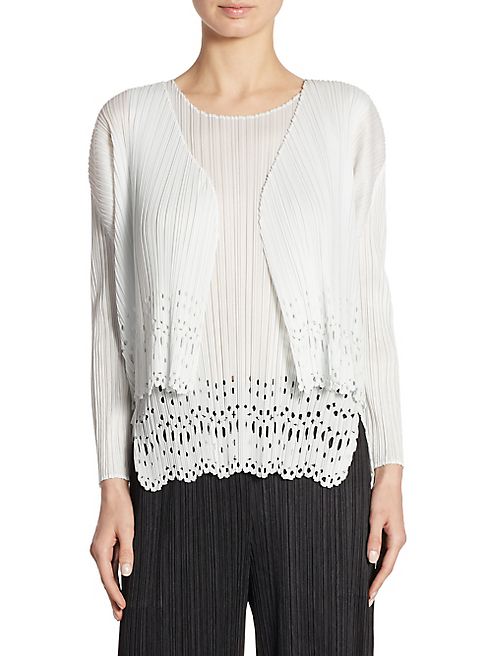 Pleats Please Issey Miyake - Lace Hem Cardigan