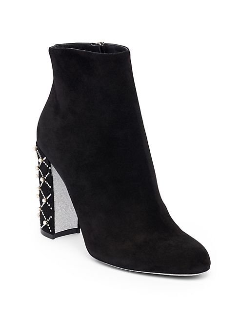 Rene Caovilla - Studded Heel Leather Booties