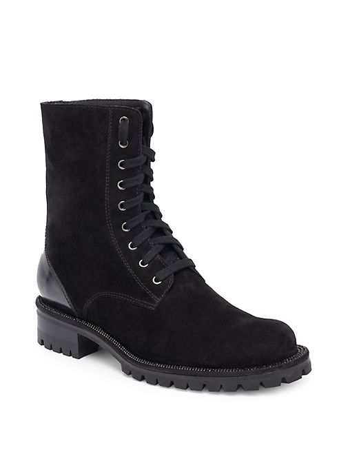 Rene Caovilla - Leather & Satin Combat Boots