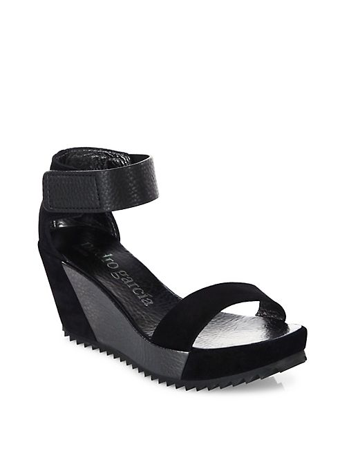 Pedro Garcia - Fidelia Castoro Lame Leather Wedge Sandals