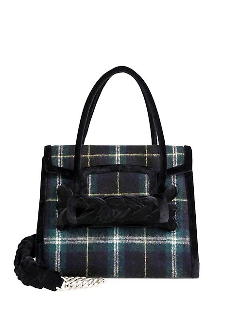 Miu Miu - Plaid Wool & Velvet Satchel