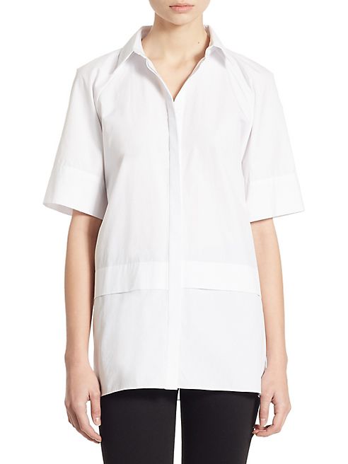 Alice + Olivia - Mendy Double-Layer Cotton Poplin Shirt