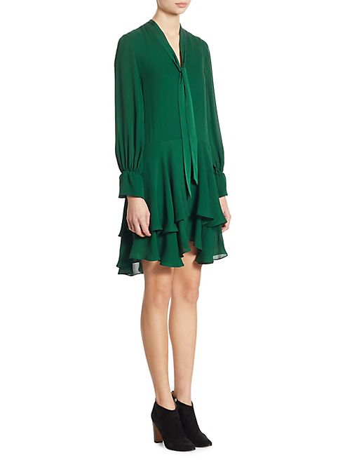 Alice + Olivia - Moore Tiered Silk Tunic Dress