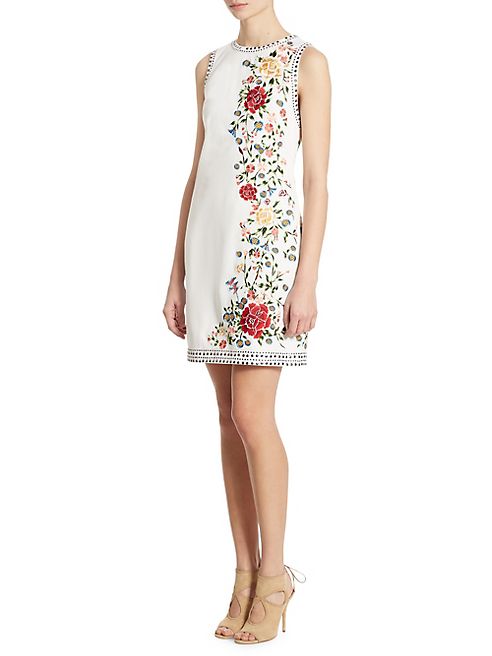 Alice + Olivia - Nat Embroidered Studded Mini Dress