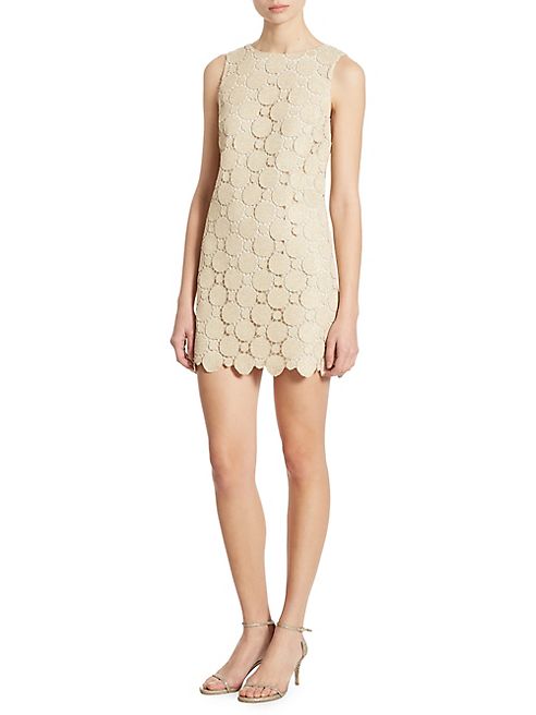 Alice + Olivia - Clyde Metallic Lace Shift Dress