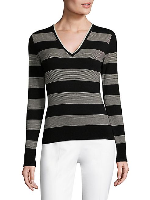 Piazza Sempione - Striped V-Neck Sweater