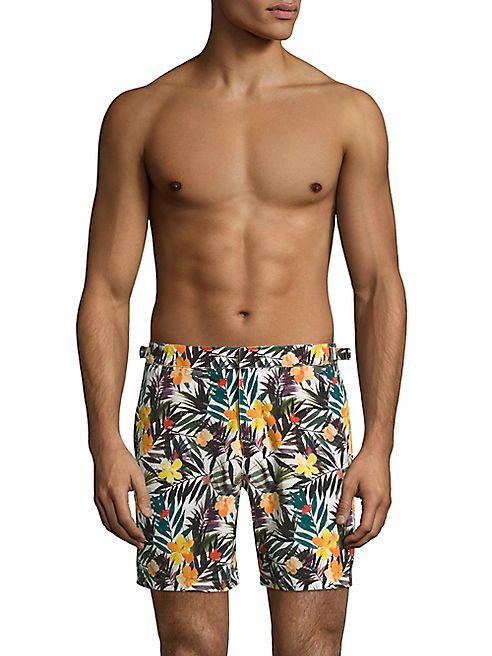 BONOBOS - Premium Buckle Tropical-Print Swim Shorts