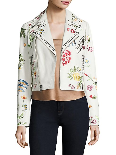 Alice + Olivia - Cody Embroidered Stud Cropped Jacket