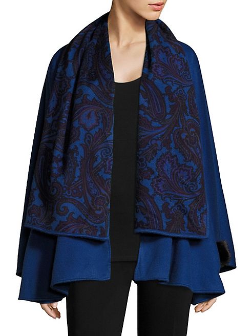 Etro - Mink  & Cashmere Paisley Poncho