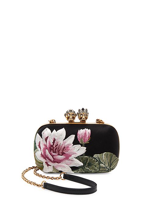 Alexander McQueen - Queen & King Skull Lotus Leather Convertible Clutch