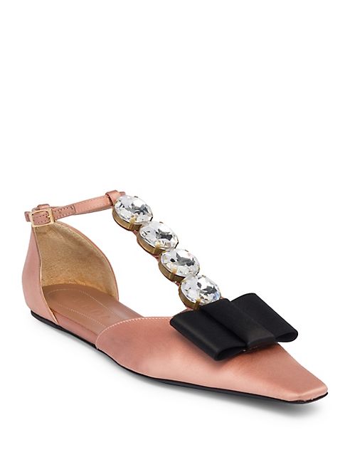 Marni - Crystal T-Strap Leather Flat Mary Janes