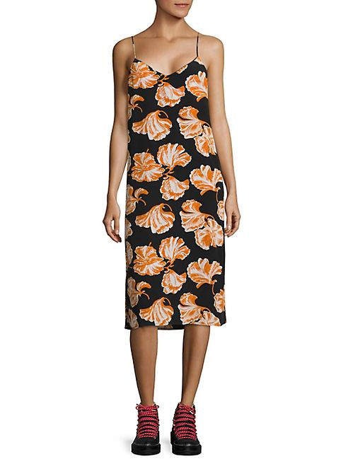 Ganni - Geroux Floral-Print Silk Slip Dress