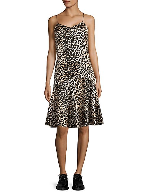 Ganni - Dufort Leopard-Print Drop-Waist Dress