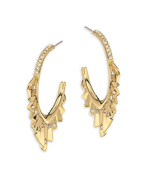 Alexis Bittar - Elements Crystal-Encrusted Pleated Hoop Earrings/1.75