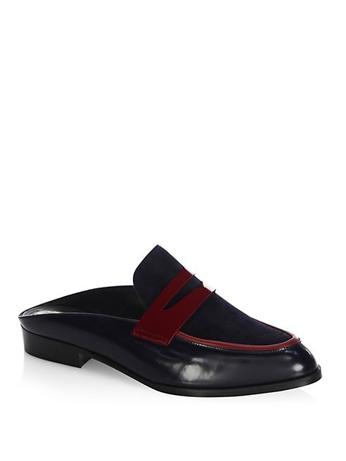 Robert Clergerie - Allan Penny Leather & Suede Mules