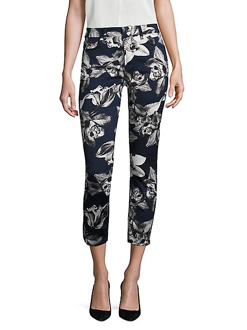 Jen7 - Orchid-Print Cropped Skinny Pants