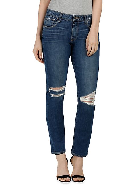 PAIGE - Brigitte Distressed Straight-Leg Jeans