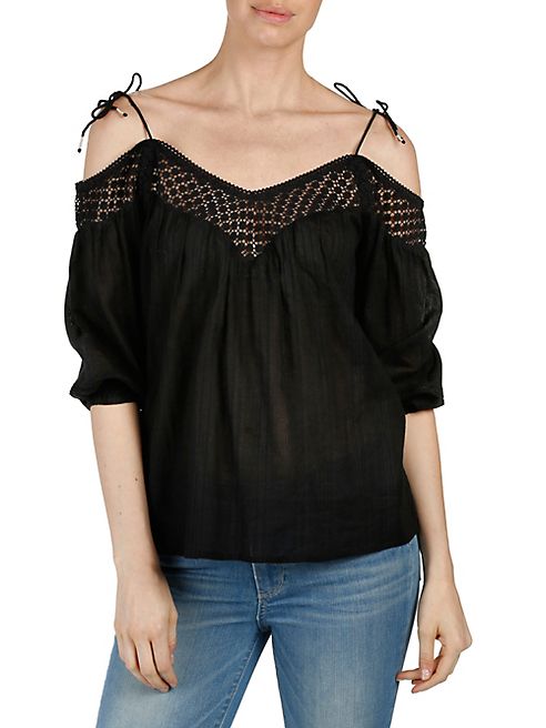 PAIGE - Polly Lace-Trim Cold-Shoulder Blouse