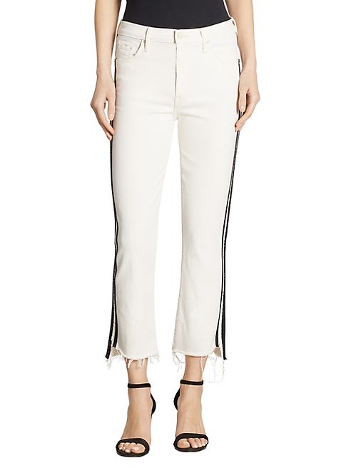 MOTHER - Insider Striped Cropped Step Hem Jeans