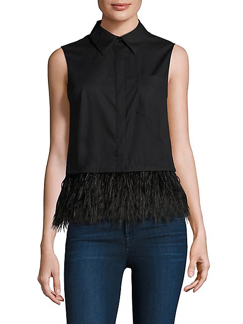 MILLY - Sleeveless Feather Hem Top