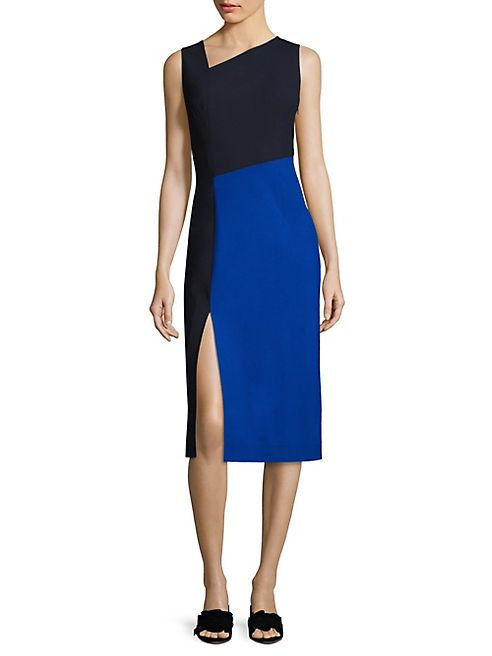 Diane von Furstenberg - Asymmetrical Colorblock Midi Dress