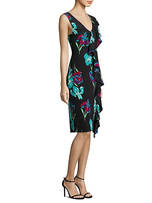 Diane von Furstenberg - Side Ruffle Silk Floral Dress