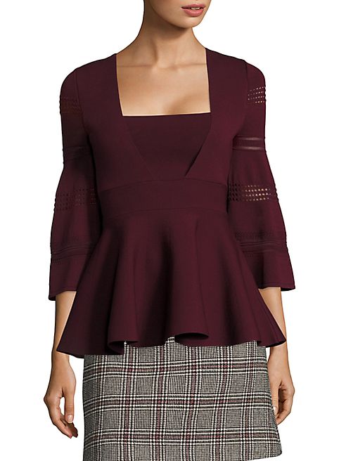 Carven - Bell Sleeve Peplum Top