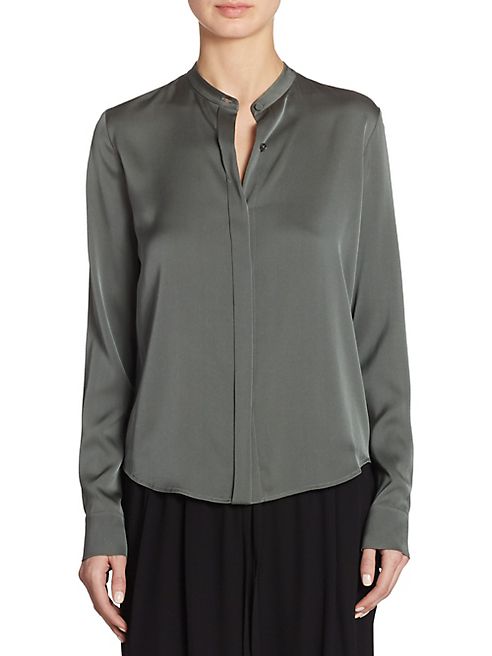 Vince - Silk Band Collar Blouse