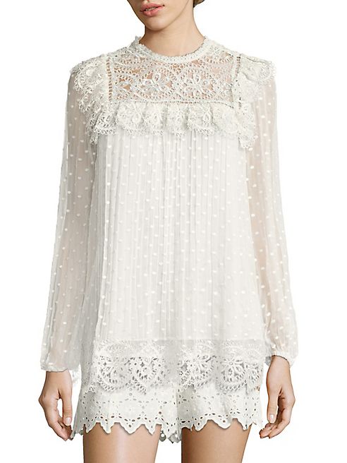 Zimmermann - Meridian Circle Lace Silk Top