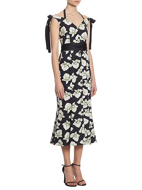 Cinq à Sept - Blakely Orchid-Print Silk Off-The-Shoulder Dress