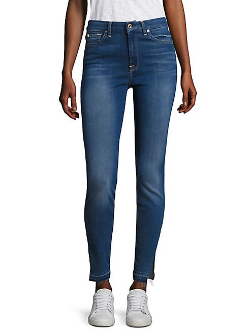 7 For All Mankind - b(air) Released Hem Slit High-Waist Skinny Jeans