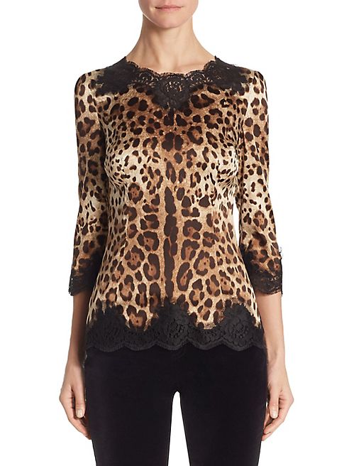 Dolce & Gabbana - Lace-Trim Leopard-Print Blouse