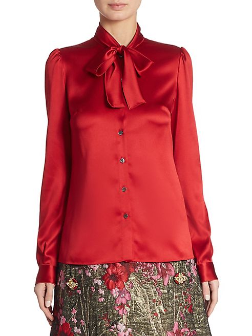 Dolce & Gabbana - Satin Tie-Neck Blouse