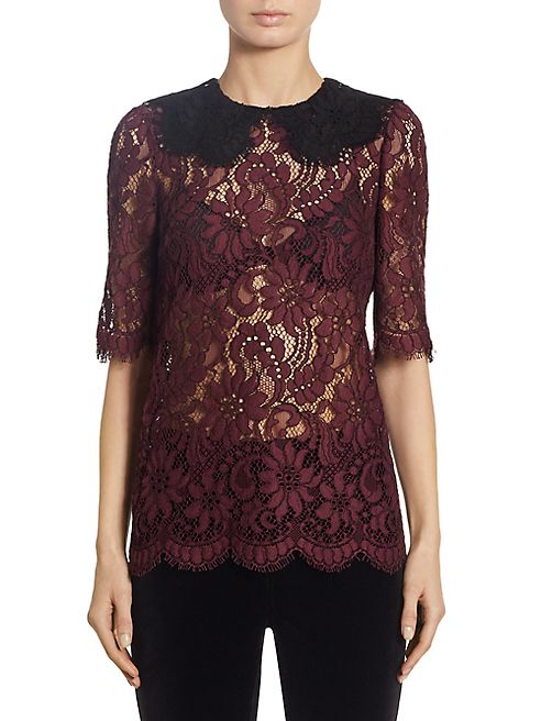 Dolce & Gabbana - Contrast Collar Lace Blouse