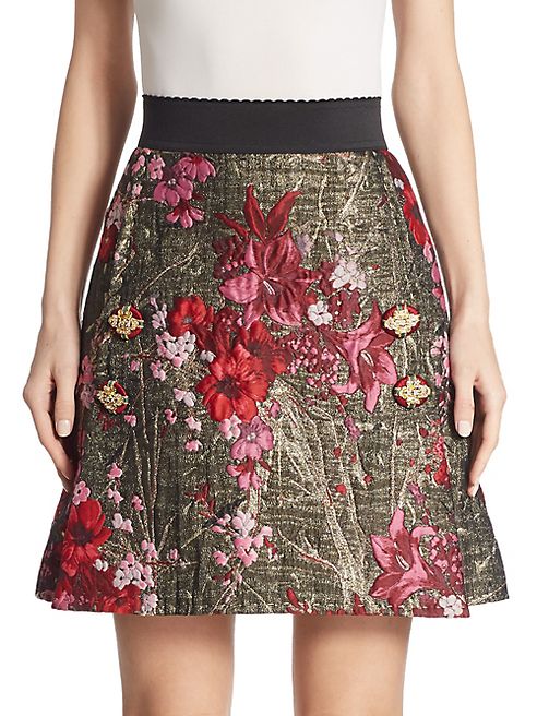 Dolce & Gabbana - Floral Silk Jacquard Skirt