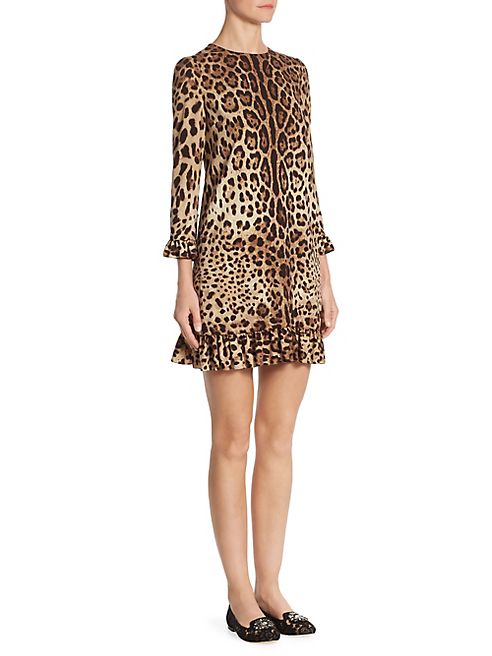 Dolce & Gabbana - Ruffled Leopard-Print Stretch Cady Dress