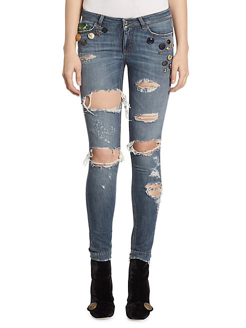 Dolce & Gabbana - Embellished Denim Jeans