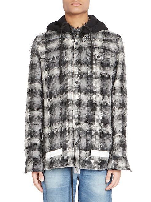 Off-White - Diagonal Check Flannel Hooded Shirt